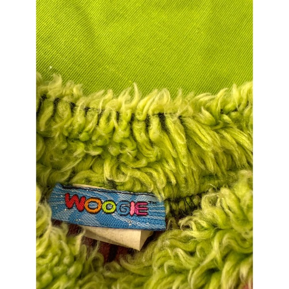 Vintage Woogie Fuzzy Shaggy Fleece Sweater Pink Lime Green V-Neck Kids 12M - Picture 3 of 7